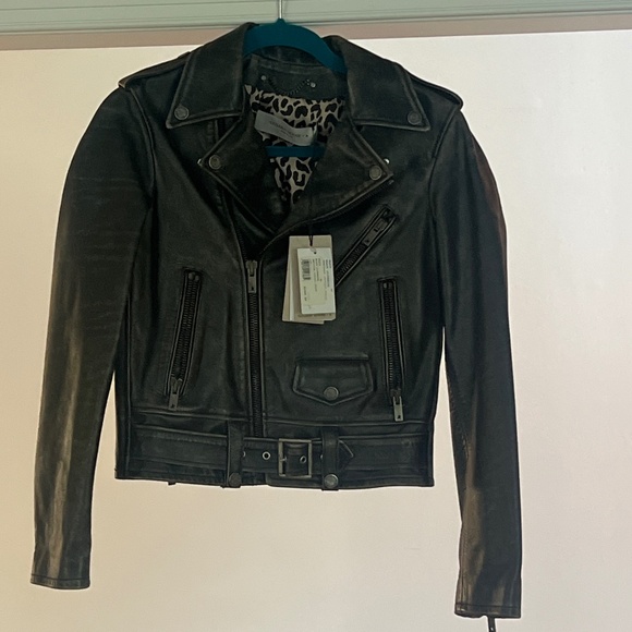 Golden Goose Chiodo Destiny Slim Leather Jacket - Picture 1 of 5